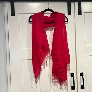 Red pashmina shall/scarf. 70” x 30” not including fringe